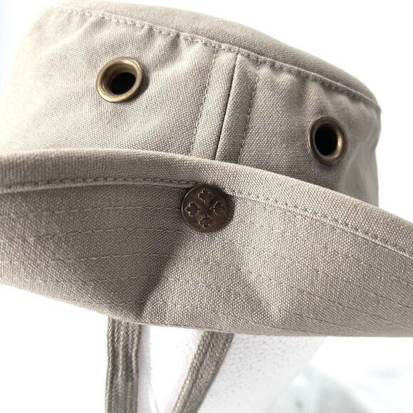 Tilley Hat Beige Canvas Outdoor Snap Brim Boonie Hat Chin Strap Womens 6 3/4 main image 10